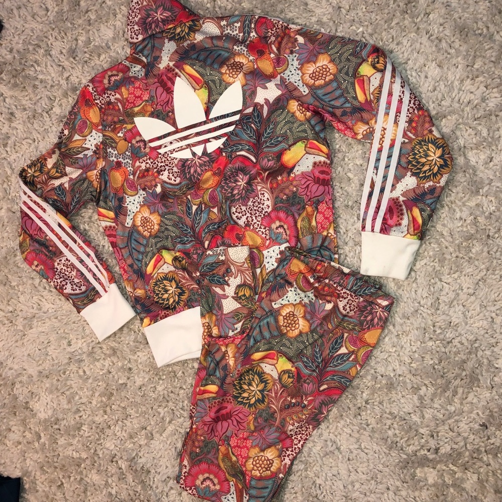 Adidas multi color track suit